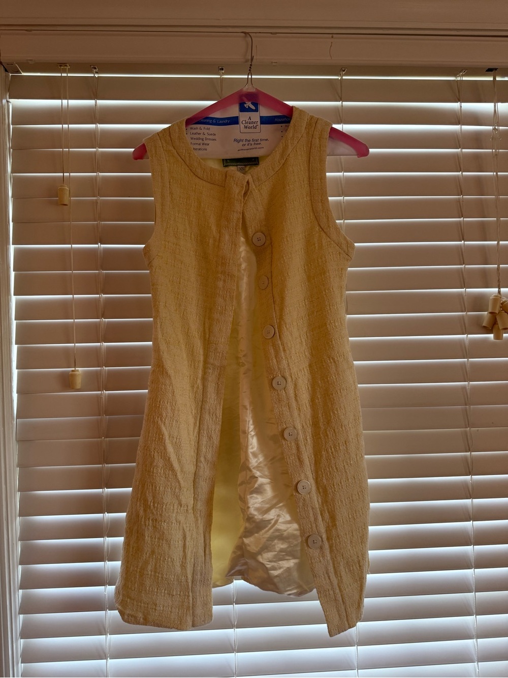 Sleeveless Textured Mini Dress in Pale Yellow